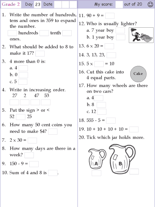 Second Grade Worksheets Math Grade 2