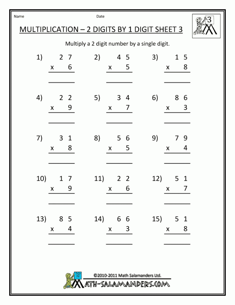 Printable Maths Worksheet For Class 3 Addition