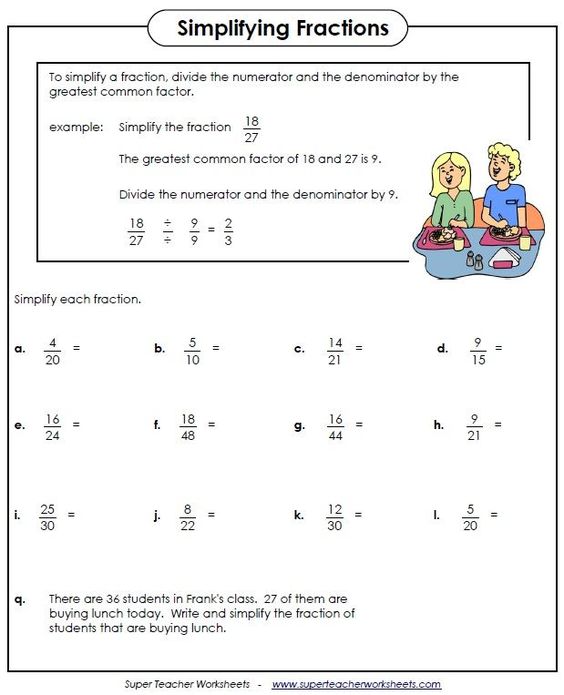Fraction Worksheet Grade 6