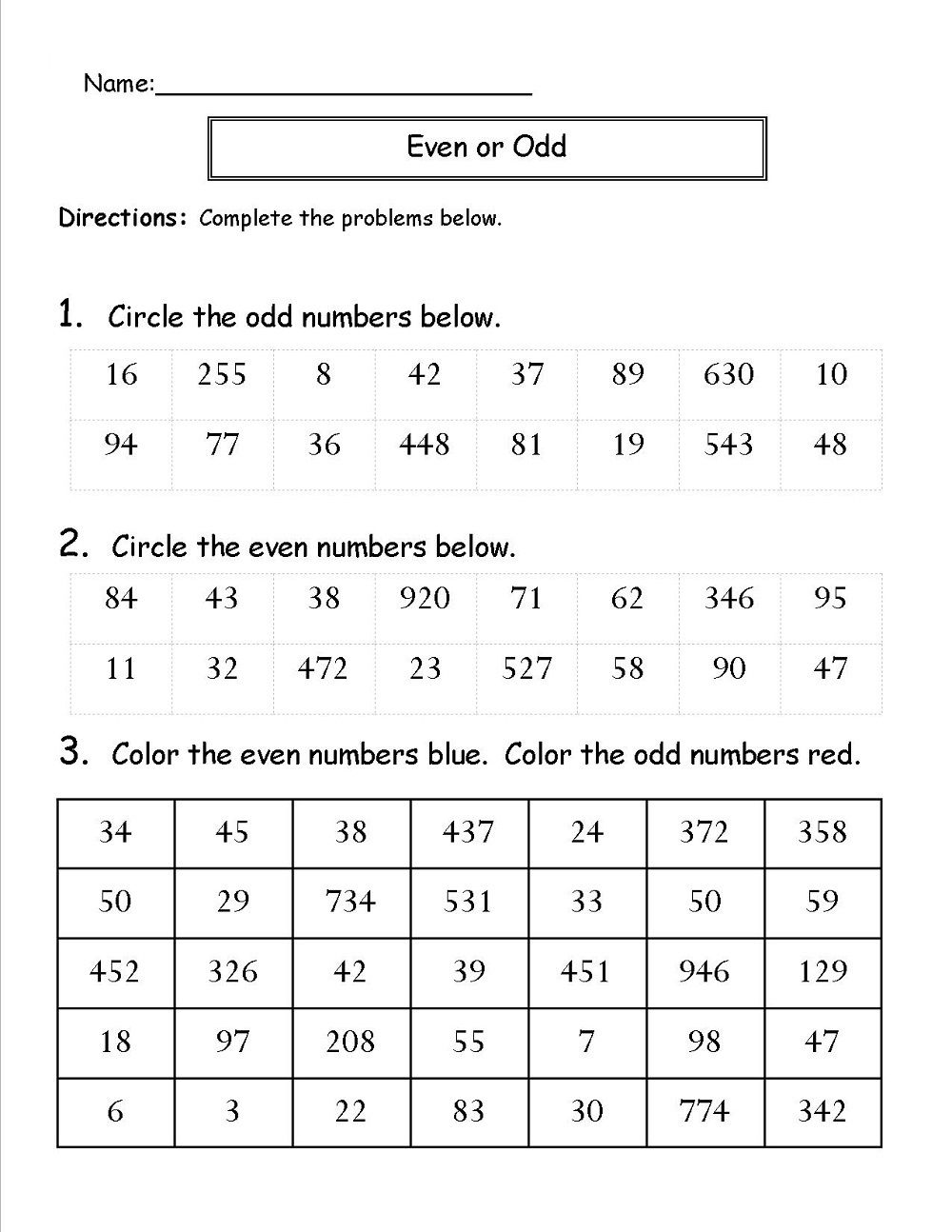 Even and Odd Numbers Worksheets Fun Kiddo Shelter 2nd grade math