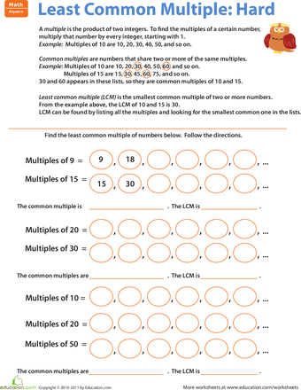 6th Grade Greatest Common Factor Worksheets