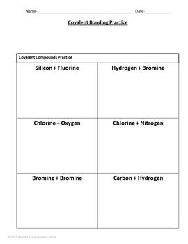 Covalent Bonding Practice Worksheet Answers