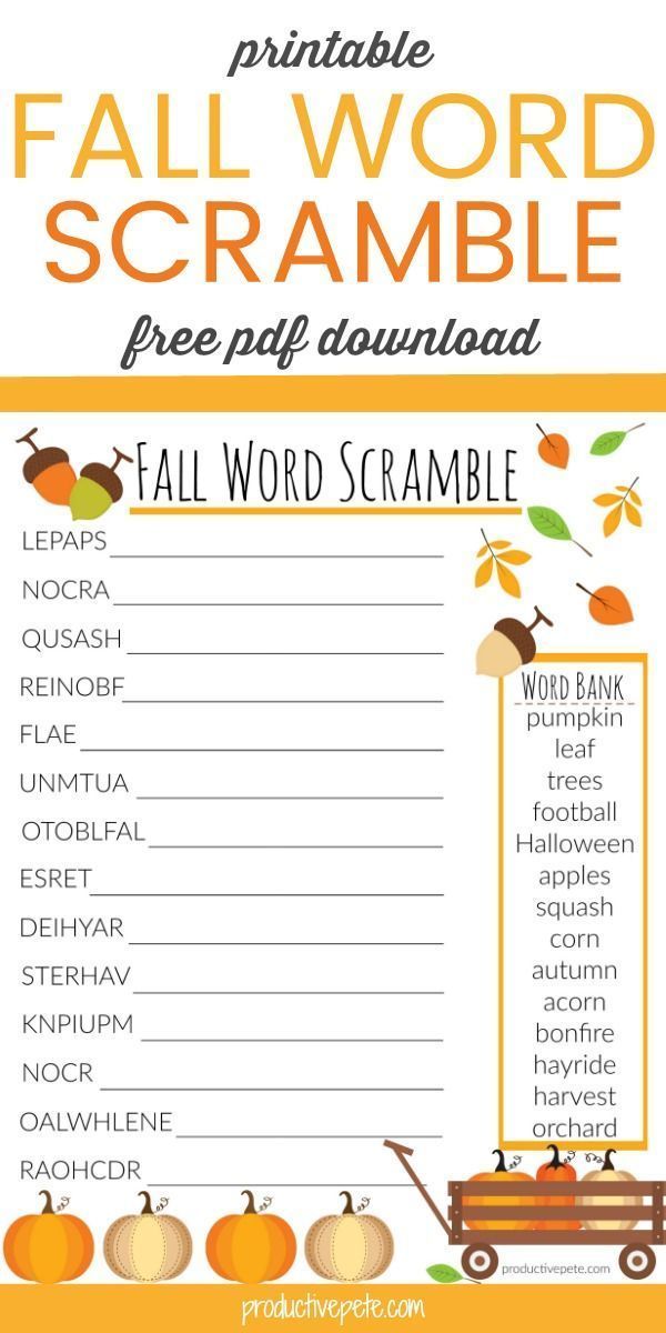 Printable Word Scramble Worksheet With Answers Pdf