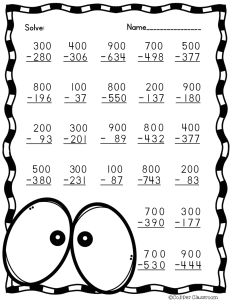 3.NBT.2 Three Digit Subtraction With Regrouping Bundle Subtraction