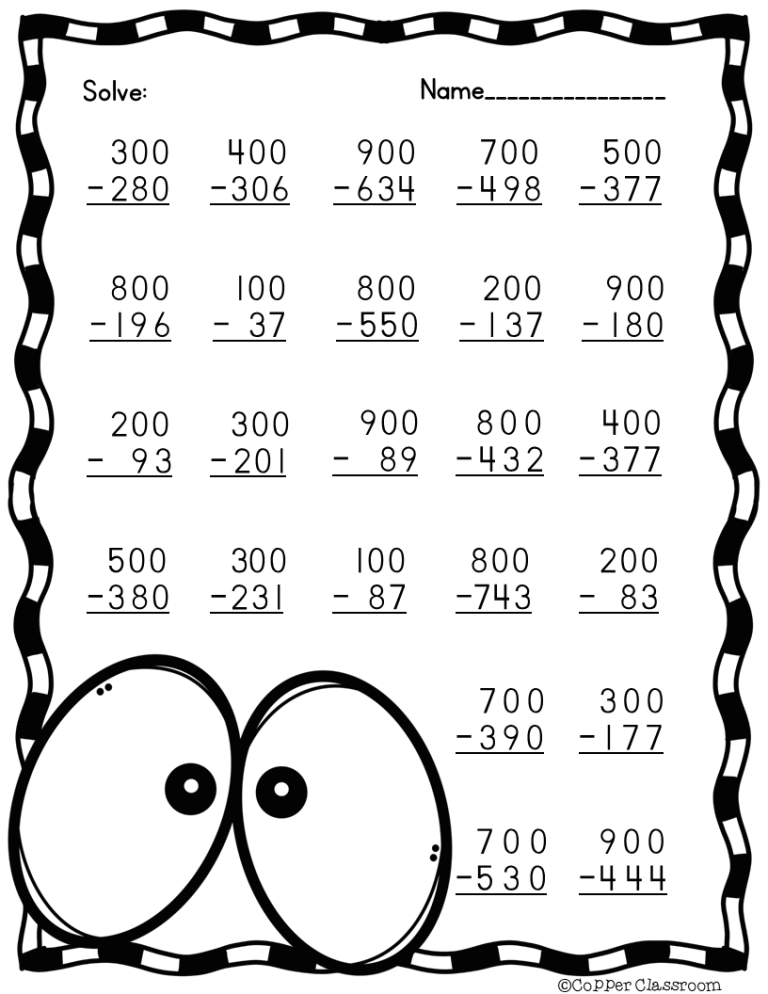 2Nd Grade 3 Digit Subtraction Regrouping Worksheets