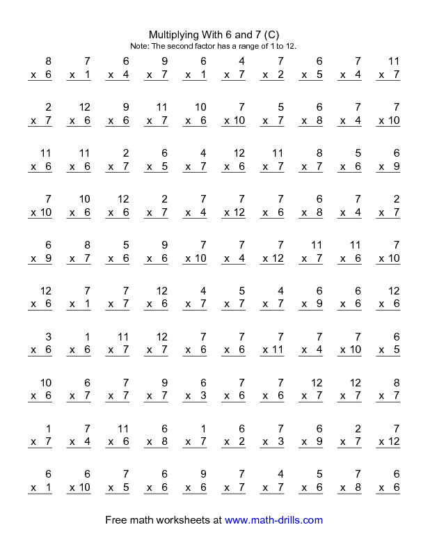 100 Problem Multiplication Free Multiplication Timed Test Printable 0-12