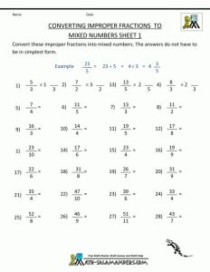 9+ 6Th Grade Mixed Review Worksheet Fractions worksheets, Improper