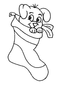 A Sweet Tiny Puppy On Christmas Stocking On Christmas Coloring Page