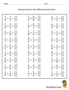 Free Worksheet For Kids Adding Fractions With Different Denominator