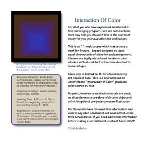 Color Relationships Class Announced for Fall 2013 Dick Nelson Color