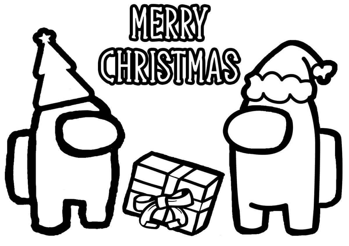 Among Us Merry Christmas Coloring Page Free Printable Coloring Pages
