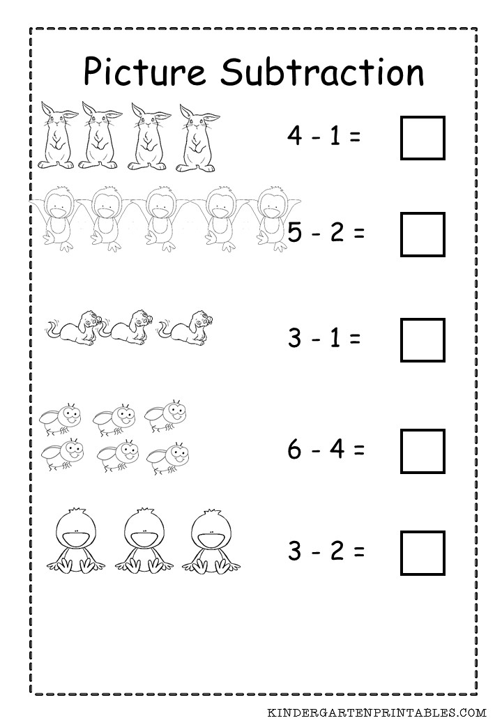 Basic Subtraction Worksheets With Pictures