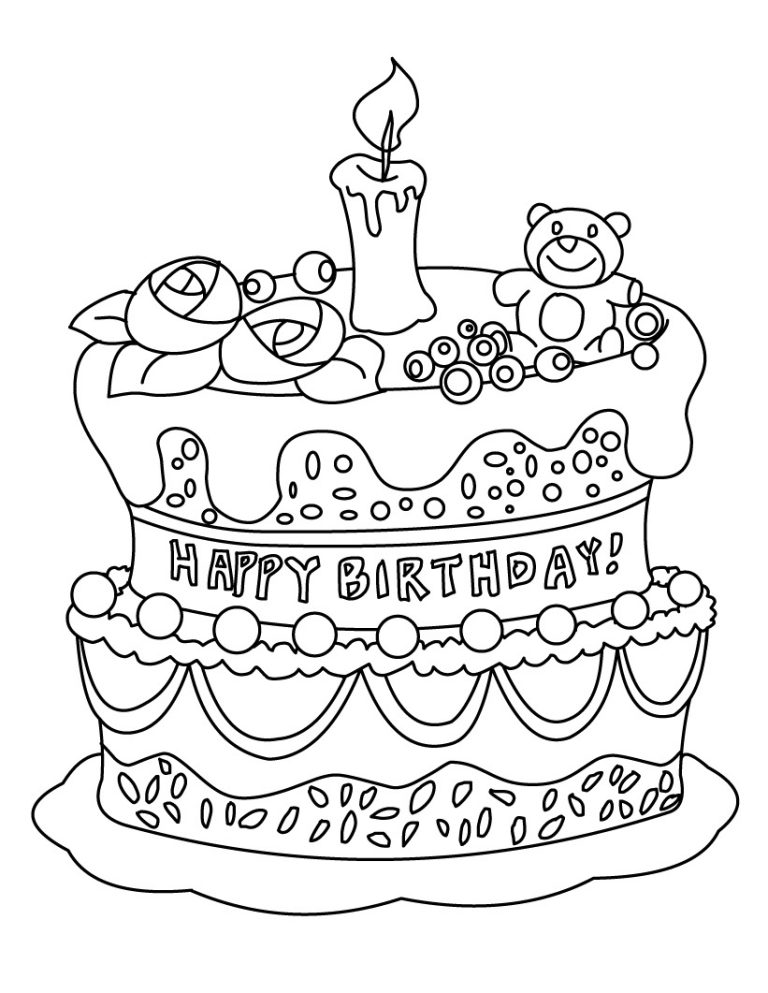 Birthday Cake Coloring Page Printable