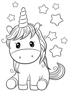 Cute Unicorns coloring pages. Download and print Cute Unicorns coloring