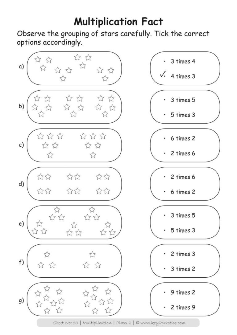 Free Worksheets Multiplication Grade 2