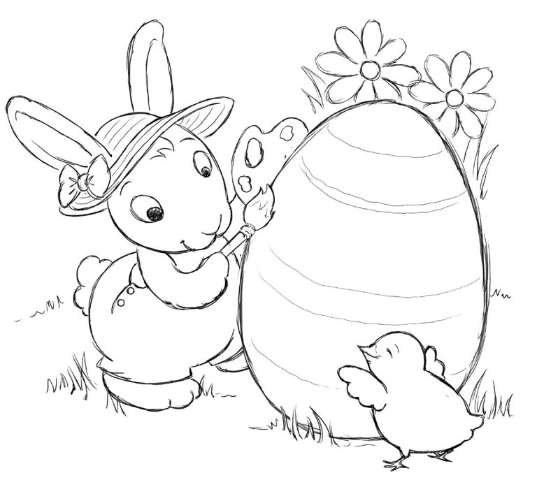 Easter Bunny Coloring Pages Free Printable