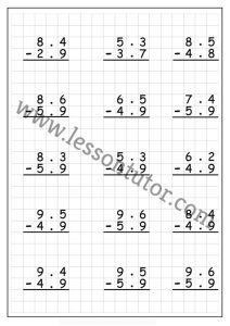 Decimal Subtraction Regrouping 5 Worksheets Fourth Grade Lesson Tutor