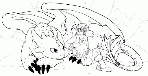 Coloring Page Dragon Riders