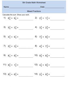 Fifth Grade Math Worksheets Addition to Decimals Learning Printable