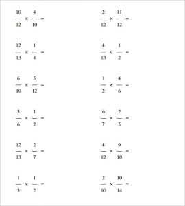 Multiplication Of Fractions Worksheet multiplying fractions worksheet