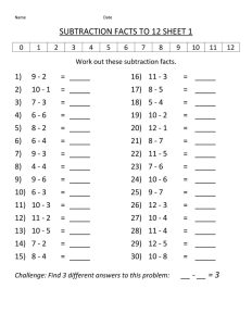 Grade One Math Worksheets Subtraction Coloring Sheets