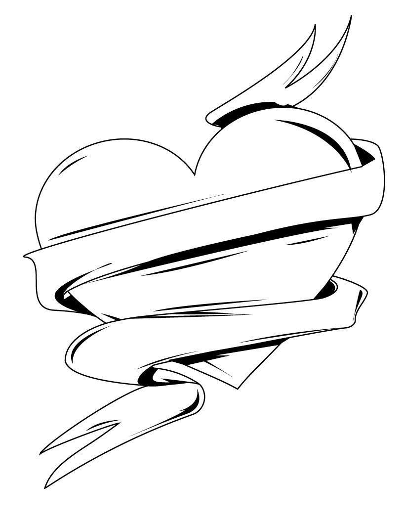 Coloring Page Hearts Love