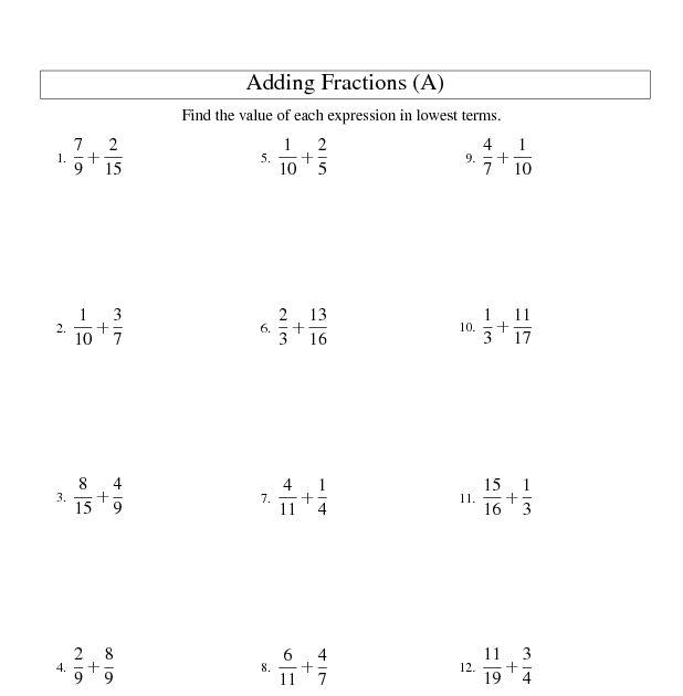 Common Core Adding And Subtracting Fractions Worksheets Mona Conley's