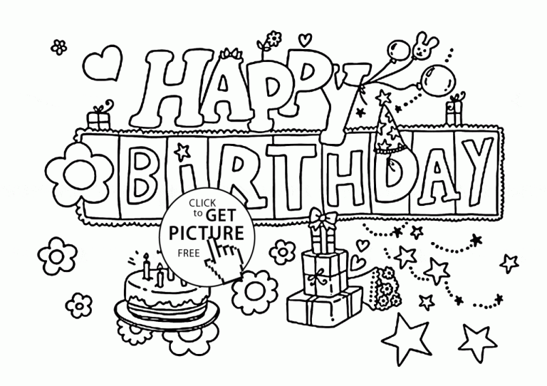 Happy Birthday Coloring Pages Card