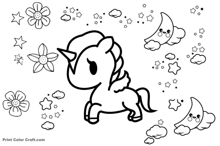 Coloring Pages Kawaii Unicorn