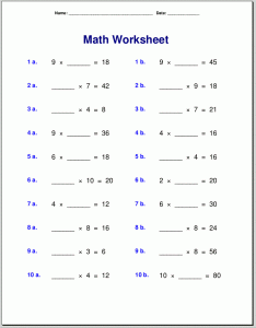 Missing Multiplication Worksheet Learning Printable