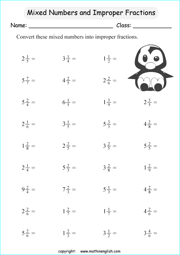 Improper Fraction To Mixed Number Worksheet Grade 4 Pdf