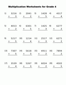 Printable Multiplication Worksheets for Grade 4 In PDF With Pictures