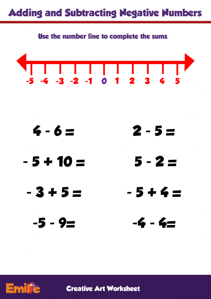 Adding And Subtracting Positive And Negative Numbers Worksheet Free