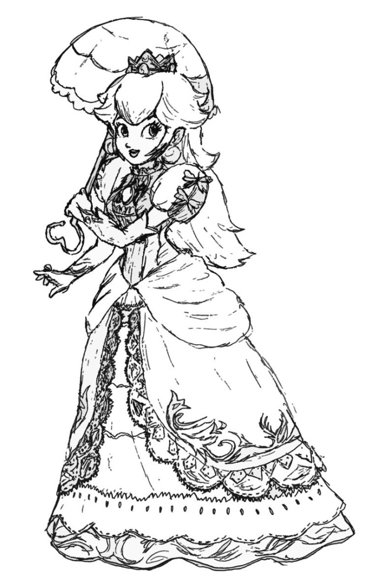 Princess Peach Colouring Pages