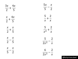 Adding and subtracting algebraic fractions Variation Theory