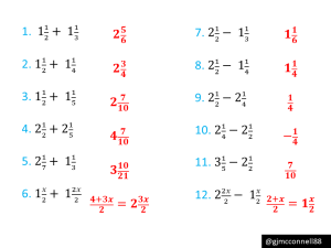 Adding and Subtracting mixed number fractions Variation Theory