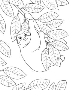Sloth Coloring Pages For Kids Free, printable coloring book pages