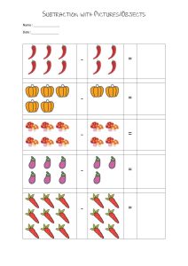 20+ Subtraction Worksheets with Pictures for Kindergarten Printable Free