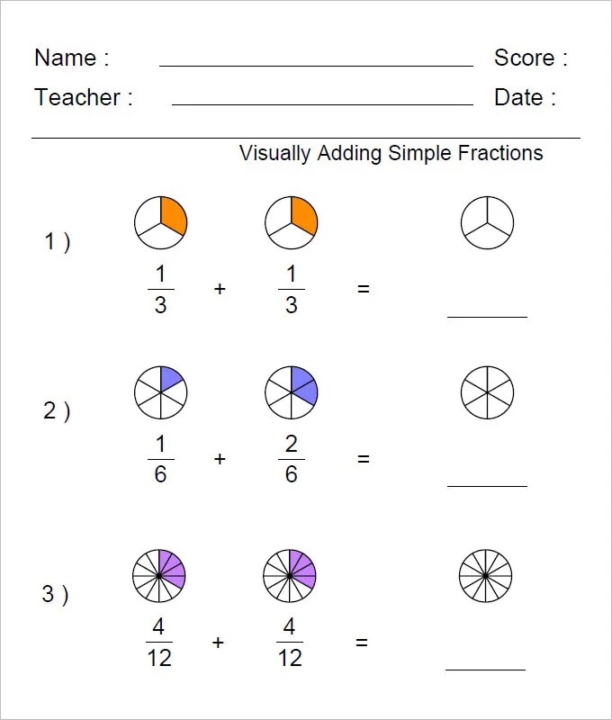 Adding Fractions Worksheets With Examples