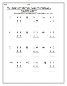 Worksheets For 1st Grade Simple Subtraction Coloring Sheets