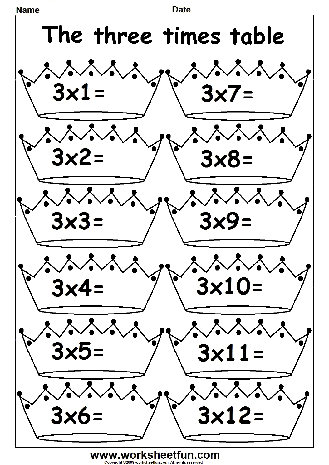 2, 3, 4, 5, 6, 7, 8, 9, 10, 11 and 12 Times Table Fun times table