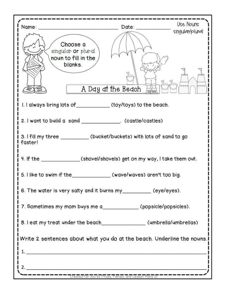 First Grade Singular And Plural Worksheets For Grade 1 Pdf