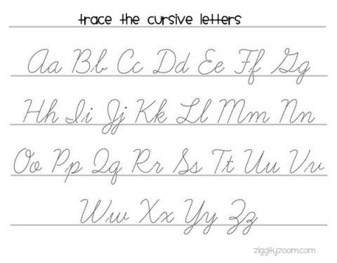 Alphabet Cursive Writing Practice Sheets A-z