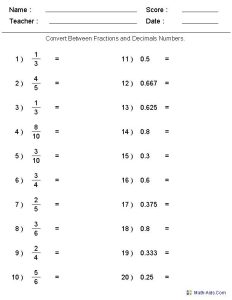 Pin by Miriam Magri on Maths Fractions worksheets, Decimals