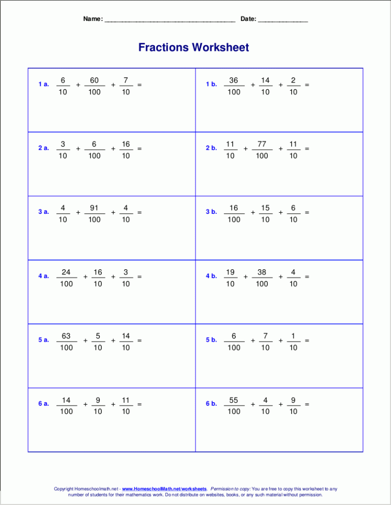Adding And Subtracting Fractions Worksheets Pdf Math Drills