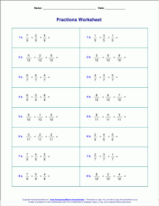 Comparing Fractions With Unlike Numerators And Denominators Worksheets