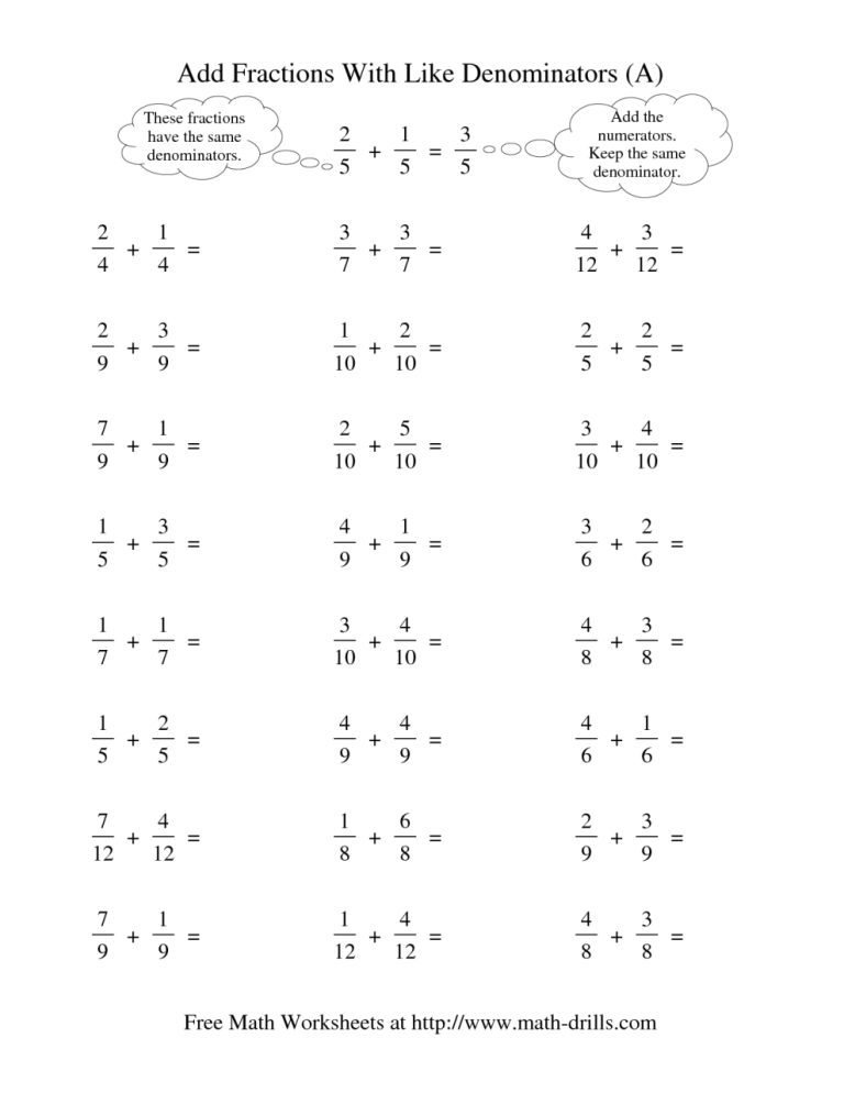Adding Subtracting Multiplying And Dividing Fractions Worksheets Pdf
