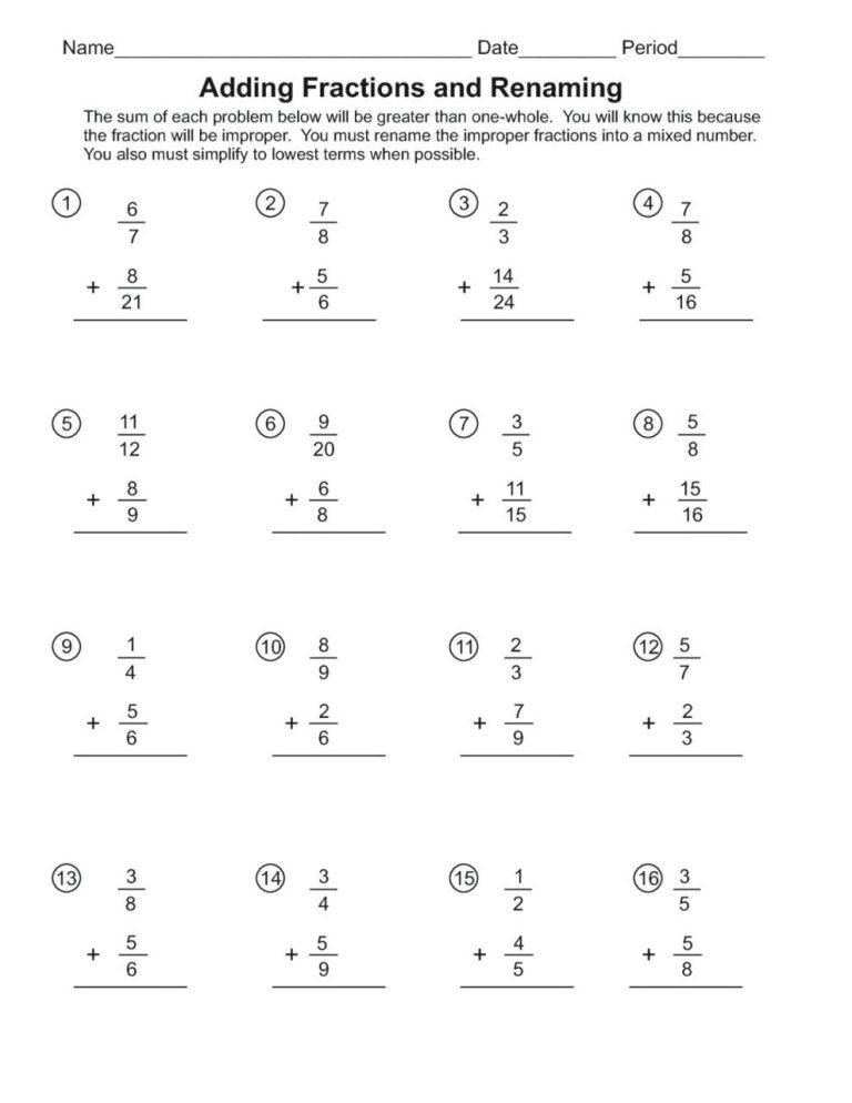 Super Teacher Worksheets Adding And Subtracting Fractions