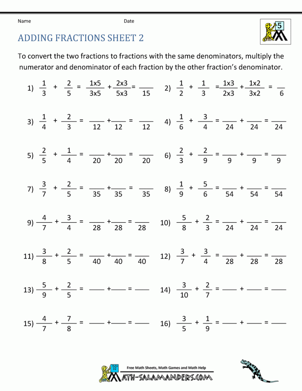 Worksheet Works Adding And Subtracting Fractions