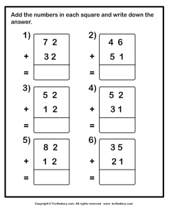 Adding Two Two Digit Numbers without Regrouping Worksheet Turtle Diary